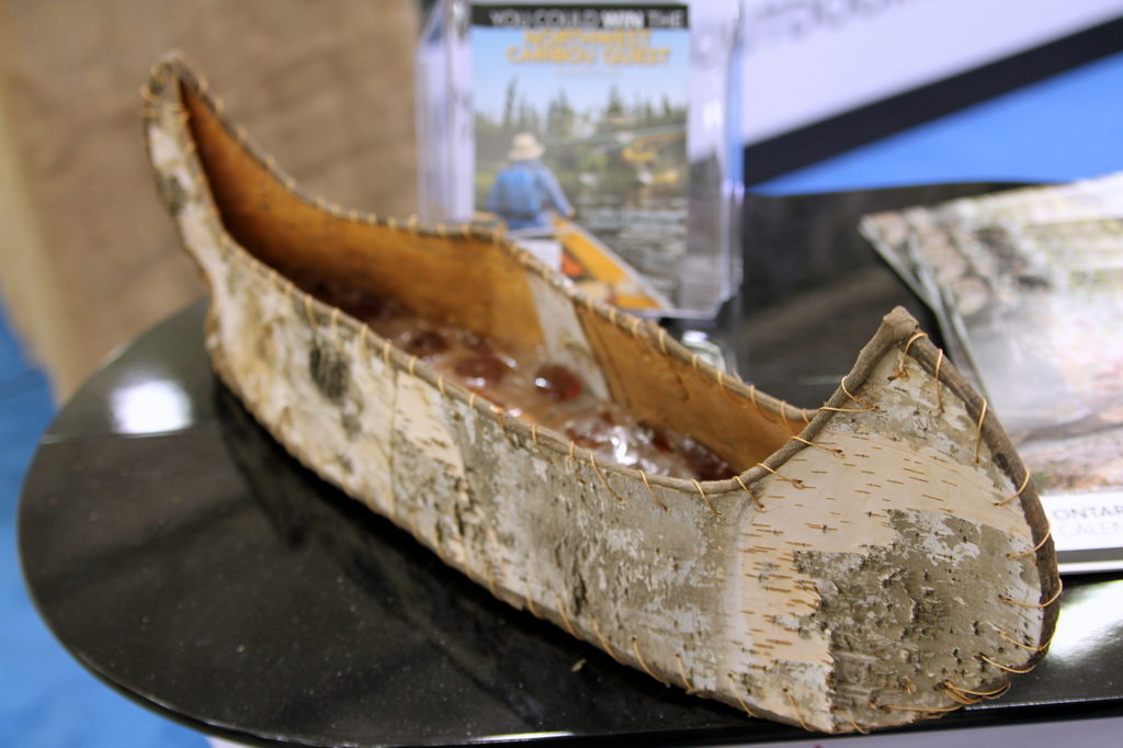The freebies and swag were there for the taking, if you knew where to look - like maple syrup candies hidden in a birchbark canoe. 
