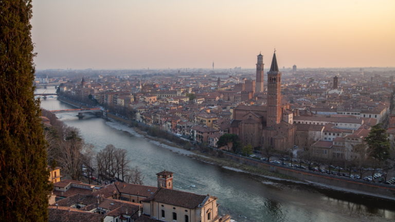 View of the city from Castel San Pietro, Verona, Italy