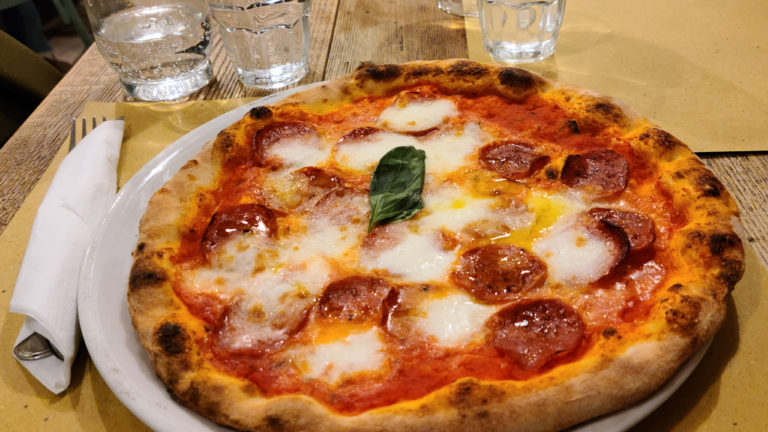Diavolo pizza in Florence, Italy