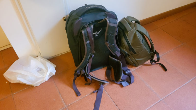 two backpacks ready to leave the apartment