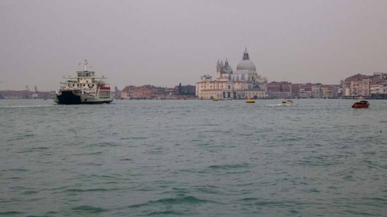 View of the grand canal and Basilica di Santa Maria della Salute, Venice, Italy