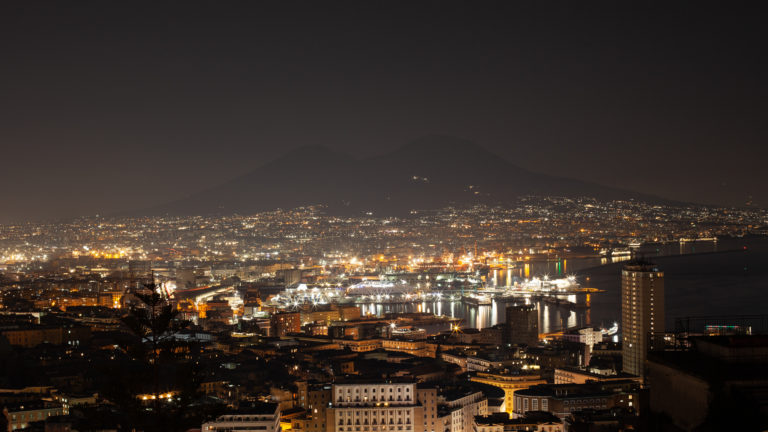Mount Vesuvius and Naples at night