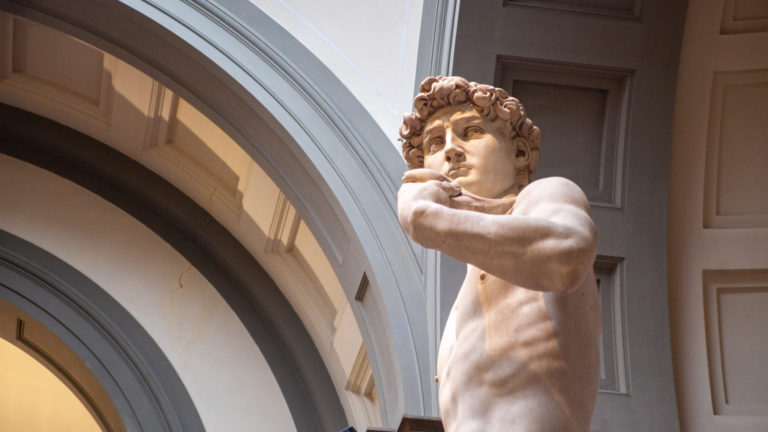 Side view of Michelangelo's David, Florence, Italy