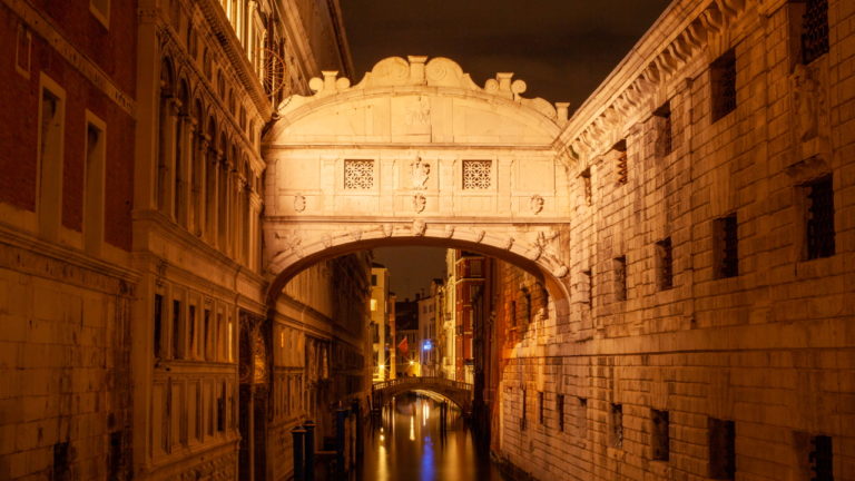 The Bridge of Sighs at night, Venice, Italy