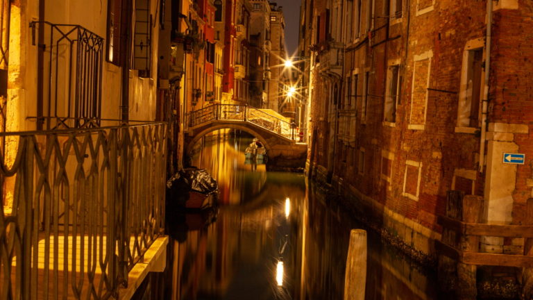 Canal at night, Venice, Italy