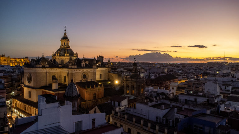 Seville sunset overlooking church